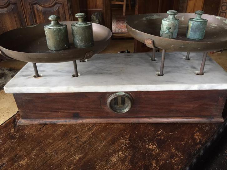 Weegschaal met gewichten, Antiek en Kunst, Curiosa en Brocante, Ophalen