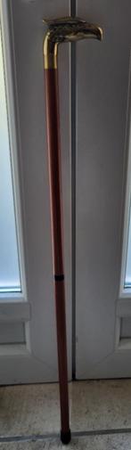 Afneembare houten wandelstok, messing pommel met adelaarskop, Ophalen of Verzenden, Opvouwbaar, Zo goed als nieuw