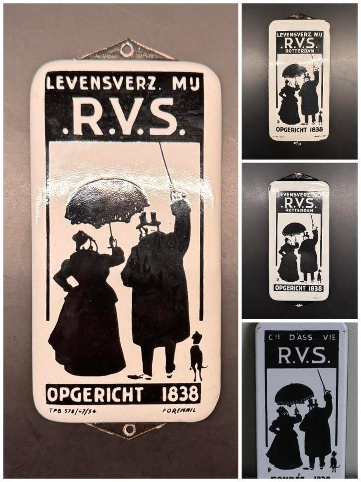 RVS verzekeringen emaille deurpostje, Antiek en Kunst, Antiek | Email, Ophalen of Verzenden