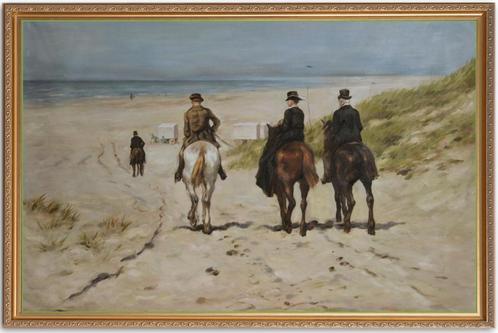 Olieverf replica Mauve: Morgenrit langs het strand, Antiek en Kunst, Kunst | Schilderijen | Klassiek, Verzenden