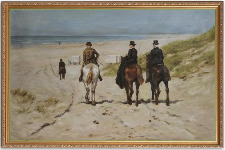 Olieverf replica Mauve: Morgenrit langs het strand, Antiek en Kunst, Kunst | Schilderijen | Klassiek, Verzenden