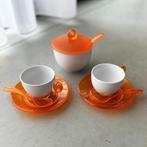 Vintage Guzzini espresso set, Ophalen of Verzenden, Zo goed als nieuw, Porselein, Kop en/of schotel