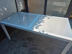 Tuintafel met tempered glass, Tuin en Terras, Ophalen, Zo goed als nieuw, Rechthoekig, Metaal