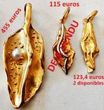 Pendentifs NEUFS en or 18K en forme de pépite d'or stylisée, Or, Avec perle, Enlèvement ou Envoi, Neuf