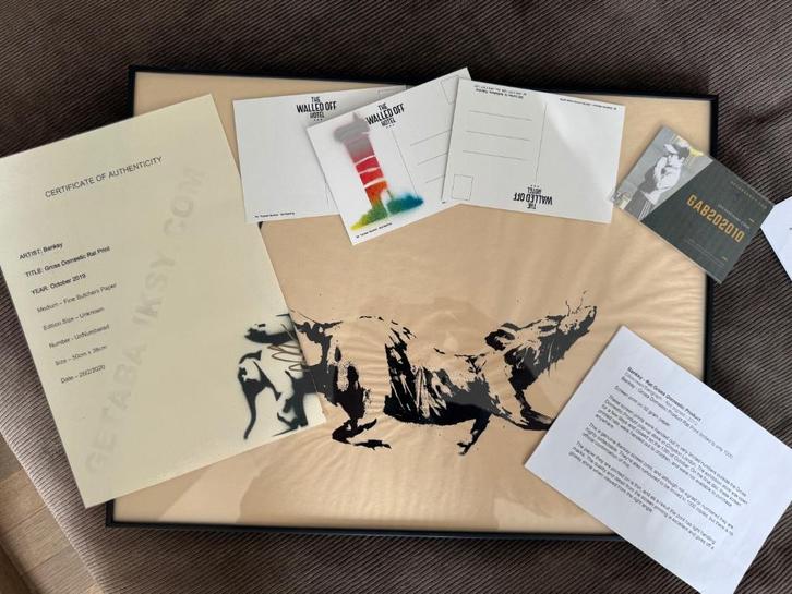 Banksy Rat GDP, 100% authentiek met bewijs, Antiek en Kunst, Kunst | Litho's en Zeefdrukken, Ophalen