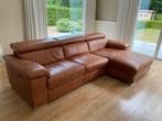 Lederen hoeksalon in bruin, Huis en Inrichting, Ophalen, Zo goed als nieuw, Leer