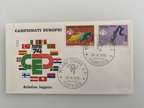 Timbre Enveloppe premier jour Italie Campionati Europei Atle, Timbres & Monnaies, Timbres | Europe | Italie, Affranchi, Enlèvement ou Envoi