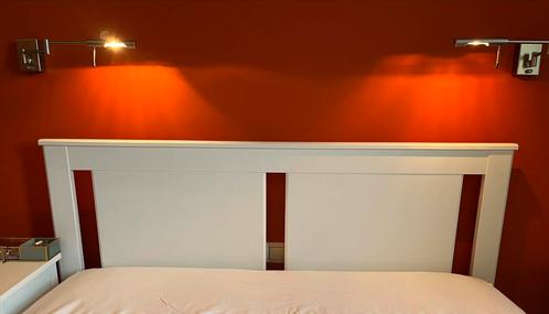Tweepersoonsbed Songesand, Huis en Inrichting, Slaapkamer | Bedden, Zo goed als nieuw, Wit, Ophalen