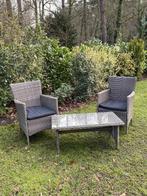 Wicker tuinset tafel en 2 stoelen, balkonset, Tuin en Terras, Tuinsets en Loungesets, Bijzettafel, Zo goed als nieuw, Wicker, Tuinset