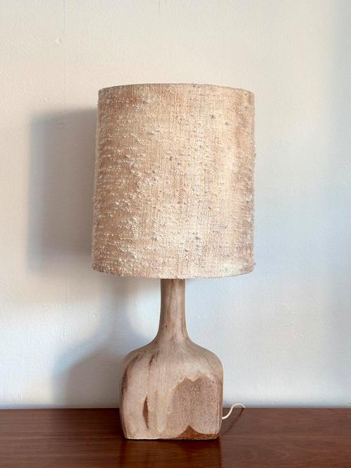 Vintage Brutalist XL tafellamp krramiek, Huis en Inrichting, Lampen | Tafellampen, Zo goed als nieuw, 75 cm of meer, Stof, Ophalen