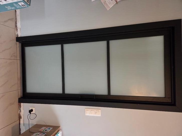 Steel look deur, Doe-het-zelf en Bouw, Deuren en Vliegenramen, Gebruikt, Buitendeur, 200 tot 215 cm, 80 tot 100 cm, Glas, Hout