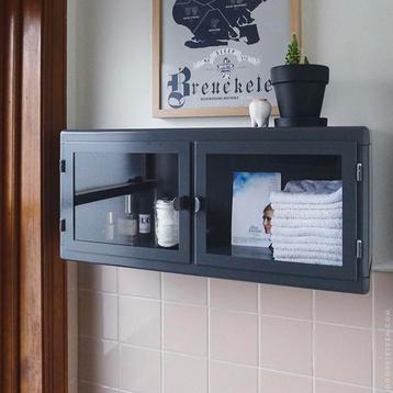 Ikea råskog hangkastje glas metaal donkergrijs, Huis en Inrichting, Ophalen, Zo goed als nieuw