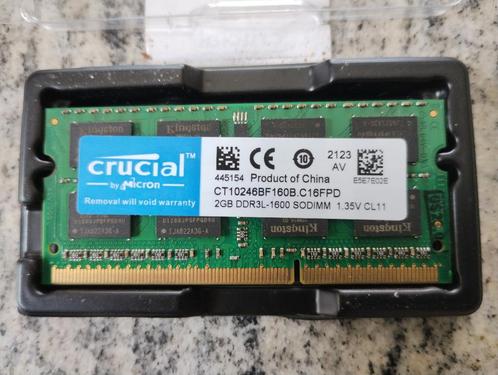 2GB DIMM Mémoire RAM CRUCIAL pour portable, en état neuf, Informatique & Logiciels, Mémoire RAM, Neuf, Laptop, 2 GB, DDR3, Enlèvement ou Envoi