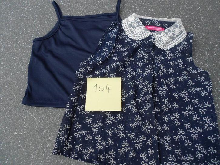 setje 2 stuks bloesje met topje mt 104, Kinderen en Baby's, Kinderkleding | Maat 104, Gebruikt, Meisje, Shirt of Longsleeve, Ophalen of Verzenden