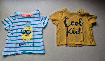 2 leuke T-shirts in maat 68 beschikbaar voor biedingen