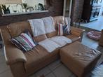 Leren salon 3 zit en twee 1 zitten en poef + salontafel., Huis en Inrichting, Ophalen of Verzenden, Gebruikt, Stof