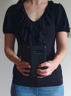 Zwart T-shirt met frul van Mango - Maat XS (eerder S), Comme neuf, Manches courtes, Noir, Taille 34 (XS) ou plus petite
