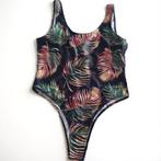 Badpak zwart met gekleurde takken L, Kleding | Dames, Badmode en Zwemkleding, Verzenden, Zo goed als nieuw, Zwart, Badpak