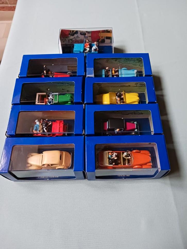 9 miniatuurauto's 'Kuifje' editie Atlas., Hobby en Vrije tijd, Modelauto's | 1:43, Auto, Ophalen of Verzenden