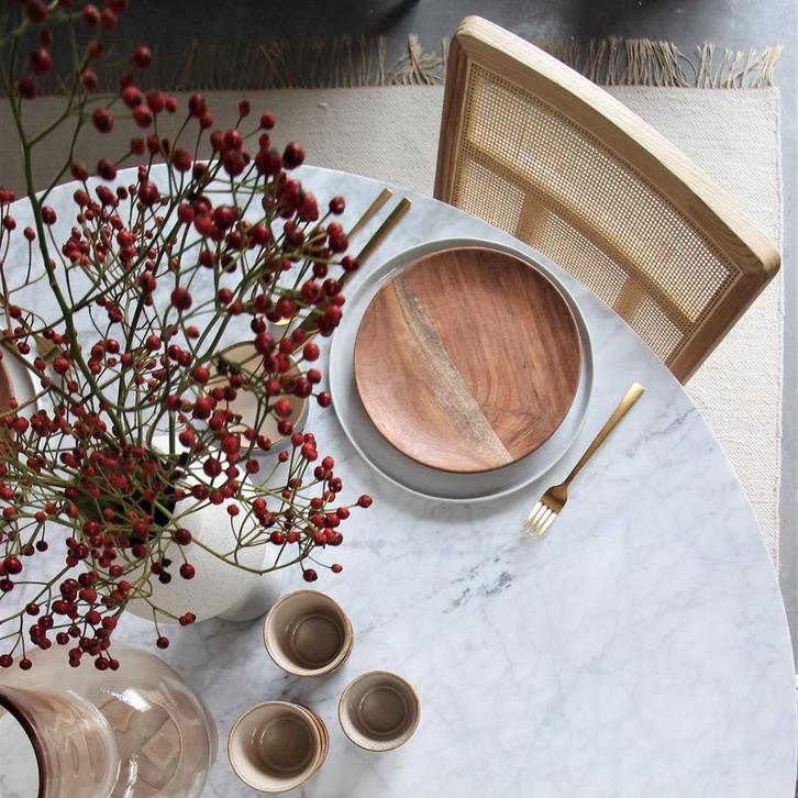 Furnified - Ronde eettafel met Marmeren Blad Wit, Huis en Inrichting, Tafels | Eettafels, Zo goed als nieuw, 100 tot 150 cm, Vijf personen of meer