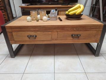 Te koop salontafel mangohout + tv meubel mangohout  beschikbaar voor biedingen