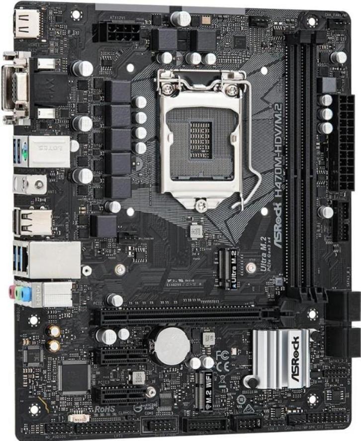 Asrock H470M-HDV/M.2 Socket 1200, Computers en Software, Moederborden, Zo goed als nieuw, Intel, DDR4, Ophalen of Verzenden