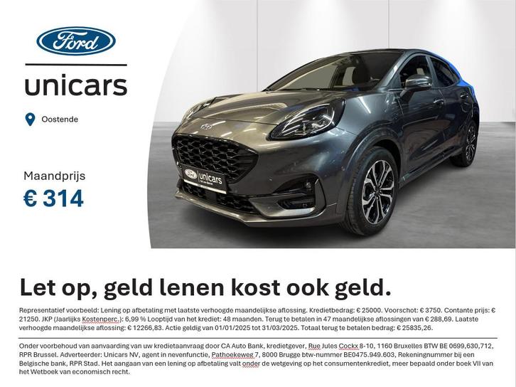 Ford Puma 1.0i Ecoboost mHEV 92kW ST-Line Design, Auto's, Ford, Bedrijf, Te koop, Puma, Airbags, Airconditioning, Climate control