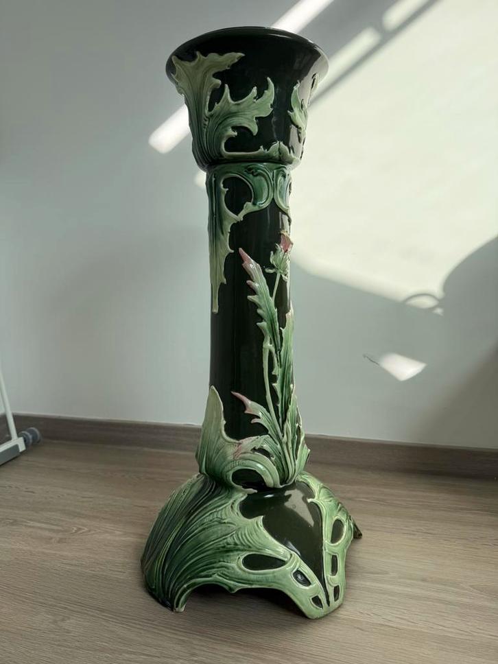 Colonne porte-fleur en majolique - art nouveau, Huis en Inrichting, Woonaccessoires | Zuilen en Pilaren, Zo goed als nieuw, Ophalen