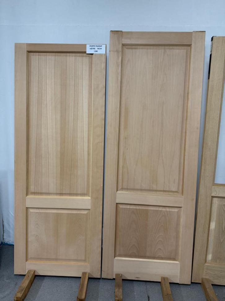 PORTE PLEINE HÊTRE MASSIF - PORTE VITRE CHENE MASSIF, Bricolage & Construction, Châssis & Portes coulissantes, Neuf, Bois, 150 à 225 cm