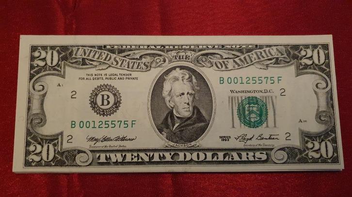 20-Dollar biljetten USA - UNC - per vijf stuks = 195 euro, Postzegels en Munten, Bankbiljetten | Amerika, Noord-Amerika, Ophalen