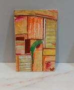 Kleurrijk 'grafisch' schilderijtje, 10x15 cm, olieverf, Envoi