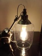 Vintage industriële hanglamp, Huis en Inrichting, Lampen | Hanglampen, Glas, Ophalen of Verzenden, Zo goed als nieuw, 50 tot 75 cm