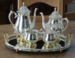 Koffie-/theeservies verzilverd, verguld Charrell. Op spiegel, Antiek en Kunst, Antiek | Servies compleet, Ophalen