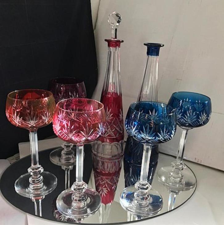 Val Saint Lambert glazen & karaf Gekleurd Kristal✨😍🎁👌, Antiek en Kunst, Antiek | Glaswerk en Kristal, Ophalen of Verzenden