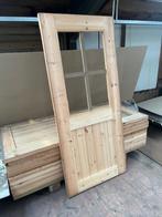 massief houten tuinhuisdeur 192x85cm, 80 tot 100 cm, Minder dan 200 cm, Glas, Zo goed als nieuw