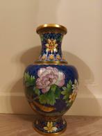 Vase cloisonné - bleu à décor de fleurs et d'oiseaux - parfa, Antiquités & Art, Enlèvement