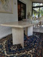 Travertin eettafel met 6 rotan stoelen, Ophalen, Overige materialen, Nieuw, 50 tot 100 cm