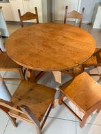 6 houten stoelen, Huis en Inrichting, Tafels | Eettafels, Ophalen, Gebruikt, Rond, Vijf personen of meer