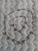 Zilver ketting en armband Twice as nice met oranje steentjes, Handtassen en Accessoires, Kettingen, Ophalen of Verzenden, Zo goed als nieuw