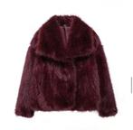 Fluffy jas bordeaux, Kleding | Dames, Jassen | Winter, Ophalen of Verzenden, Nieuw, Maat 42/44 (L), Overige kleuren