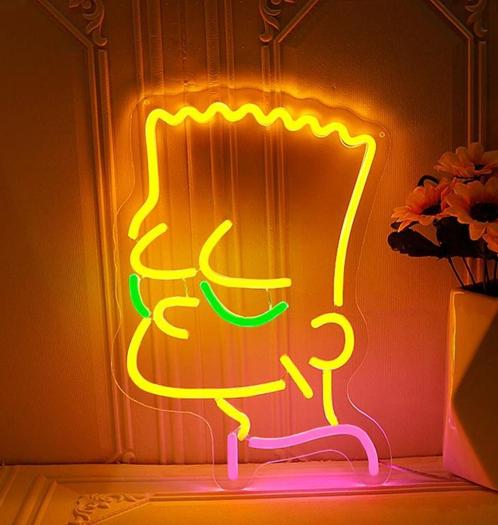 Bart simpson neon decoratie verlichting mancave gameroom led, Collections, Marques & Objets publicitaires, Neuf, Table lumineuse ou lampe (néon)