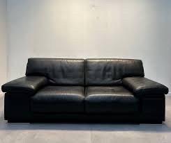 zetel Durlet zwart leder, Huis en Inrichting, Zetels | Zetels, Zo goed als nieuw, Rechte bank, 200 tot 250 cm, 75 tot 100 cm, Leer