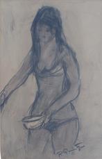 Robert Quintyn (1916): Meisje 1 1973 (42 x 57 cm), Ophalen of Verzenden
