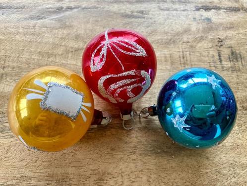 6 vintage retro kerstballen, Diversen, Kerst, Gebruikt, Ophalen