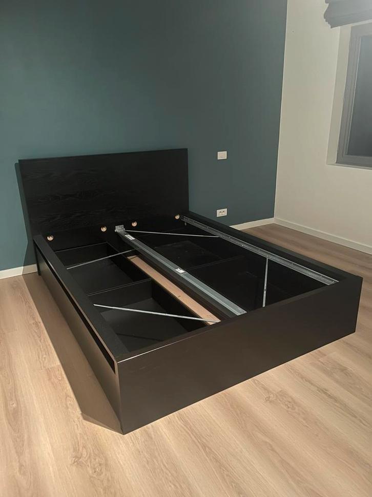 Ikea Malm bedframe zwart 140x200cm, Huis en Inrichting, Slaapkamer | Bedden, Gebruikt, Tweepersoons, 140 cm, 200 cm, Hout, Zwart