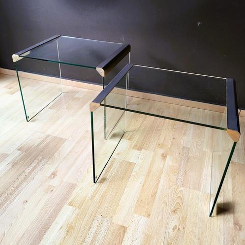 ✔️Galeotti & Radice 75s' Italy, Maison & Meubles, Tables | Tables d'appoint, Neuf, Carré, Moins de 45 cm, Moins de 55 cm, Verre