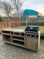 Steigerhouten buitenkeuken met gasbqq en wokbrander., Tuin en Terras, Ophalen, Eigen ontwerp, Zo goed als nieuw, Gas