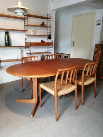 Deense Silkeborg uitschuifbare Moller eettafel retro teak