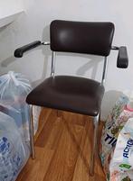 Chaise de bureau en cuir/metal, Cuir + Metal, Comme neuf, Enlèvement, Noir