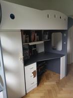 Lit avec bureau & penderie, 100 cm, Lit mi-hauteur mezzanine, Une personne, 180 à 200 cm